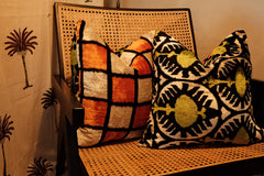 Orange, Black, Lime 20x20 Velvet Double-sided Pillow Set