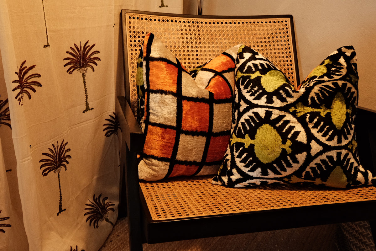 Orange, Black, Lime 20x20 Velvet Double-sided Pillow Set