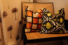 Orange, Black, Lime 20x20 Velvet Double-sided Pillow Set